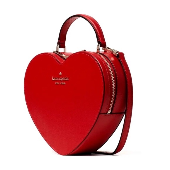 Kate Spade Love Shack Heart Crossbody Saffiano Leather Candied Cherry - Picture 2 of 6
